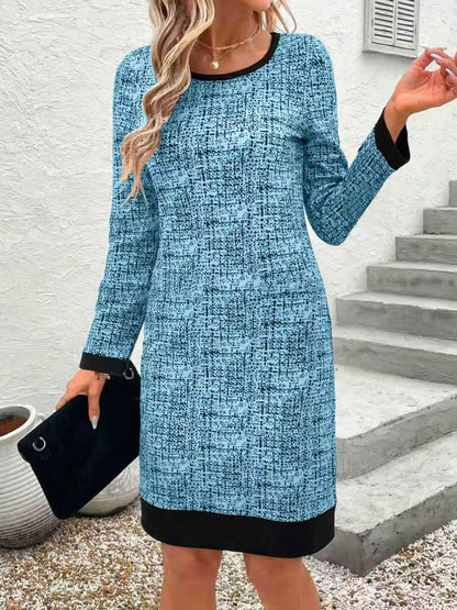 Norvielle Damen Rundhals Schmal Knielang Kleid
