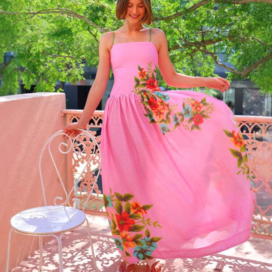 Damen Maxikleid Florales Design Rüschen Norvielle - Norvielle