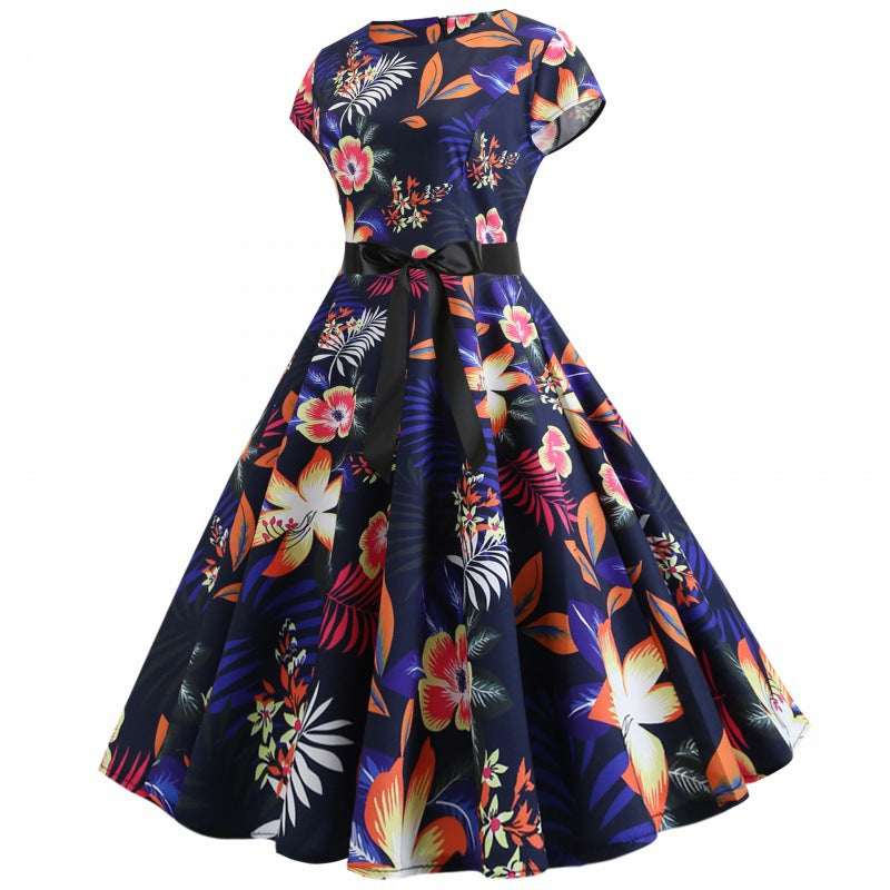 Damen Midi-Kleid Floralmuster Schwingrock Norvielle