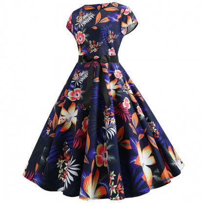 Damen Midi-Kleid Floralmuster Schwingrock Norvielle