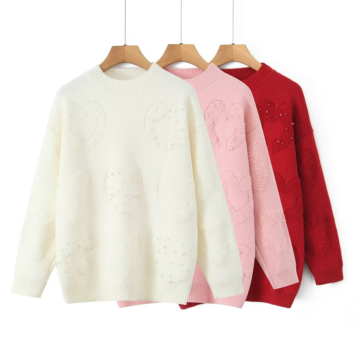Damen Strickpullover Herzmotiv Weich Norvielle