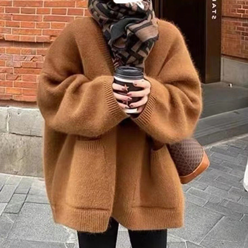Damen Strickjacke Offene Fronten Praktische Taschen Norvielle - Norvielle