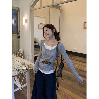 Damen Langarmshirt mit Punkten Baumwolle