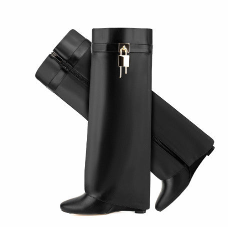 Damen Über-Knie-Stiefel Skulpturales Design Norvielle