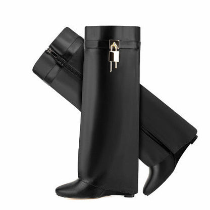 Damen Über-Knie-Stiefel Skulpturales Design Norvielle