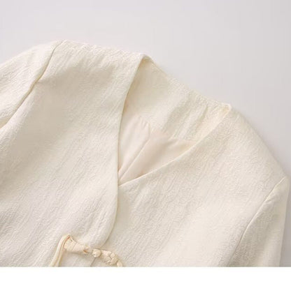 Damen Elegante Jacke Kunstleder Knotendetails