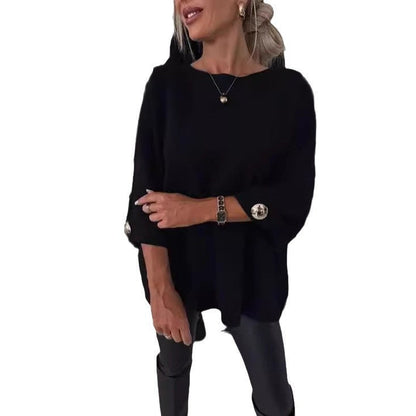 Damen Strickpullover Weit Ärmel Norvielle