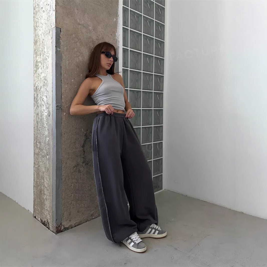 Damen Sweatpants Weites Bein Elastischer Bund Norvielle - Norvielle