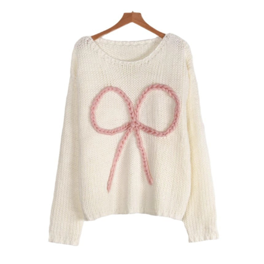Damen Strickpullover Geflochtenes Schleifenmuster Norvielle