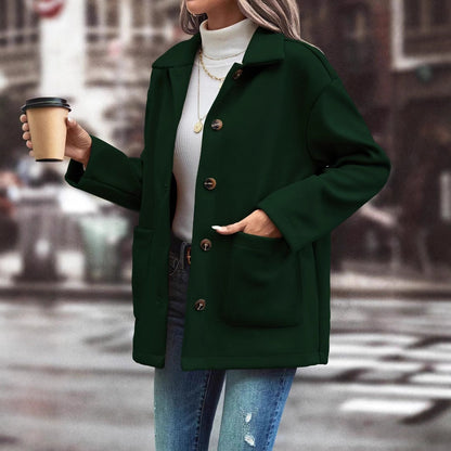Damen Oversized-Jacke Knopfdetails Taschen Norvielle