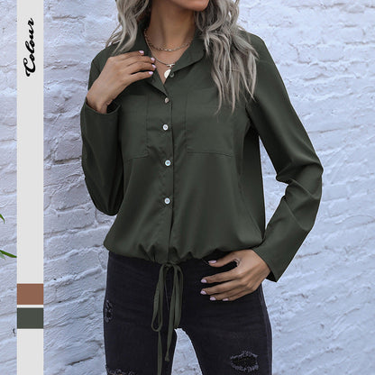 Damen Bluse Verkürzte Vorderseite Knopfdesign Weiß - Norvielle