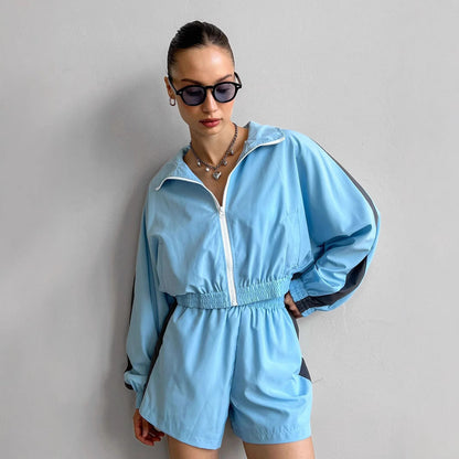 Damen Sportset Reißverschluss Elastischer Bund Norvielle