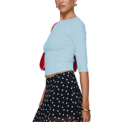 Damen Langarmshirt Rundhalsausschnitt Figurschmeichelnd Norvielle