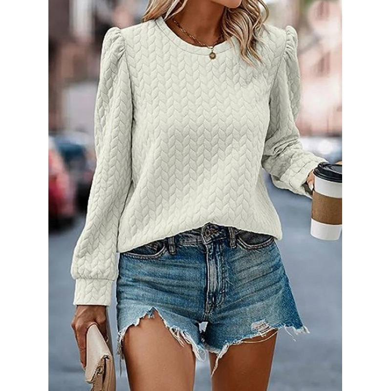 Damen Pullover Weiches Strukturdesign Puffärmel Norvielle - Norvielle