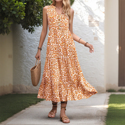 Damen Maxikleid Florales Muster Knöpfe Norvielle