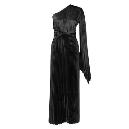 Damen Maxikleid Asymmetrisch Tailliert Wickeloptik