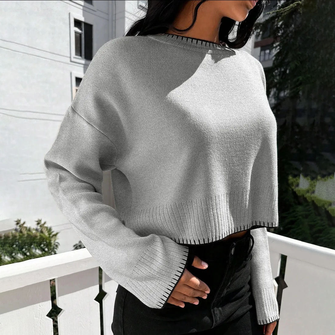Damen Kurzpullover Strukturiert Norvielle - Norvielle