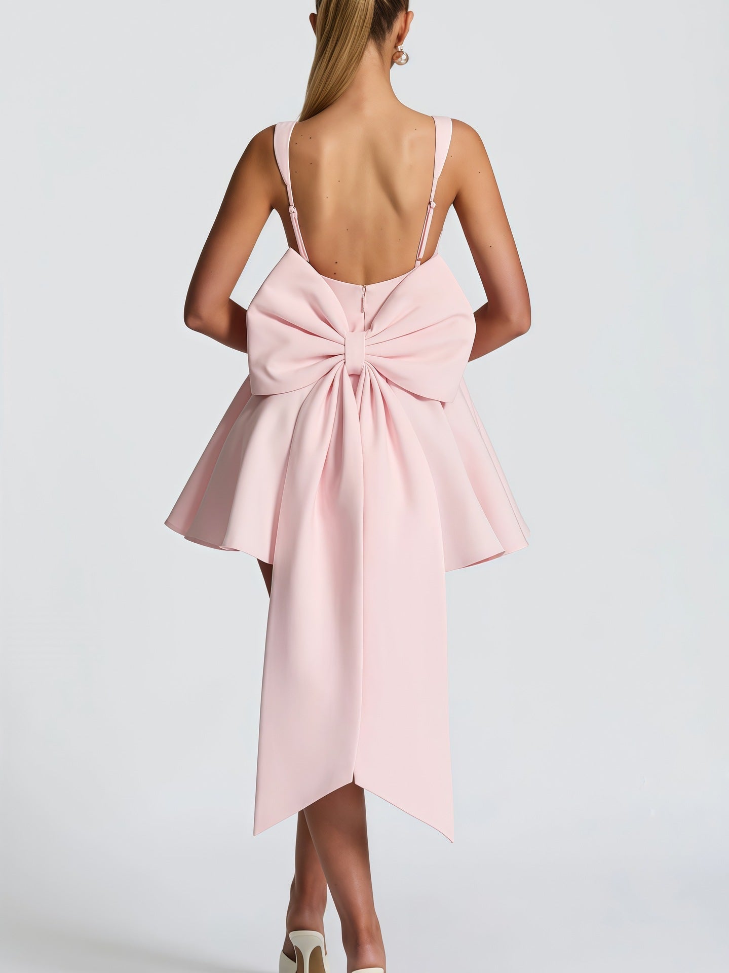 Damen Cocktailkleid Oversized Schleifen-Design Fließender Rock