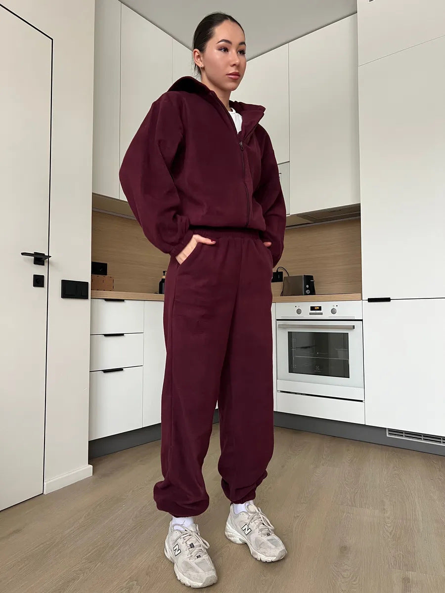 Damen Fleece-Jogginganzug mit Kapuze