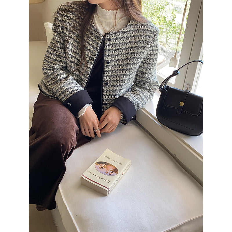 Damenjacke Tweed-Look Rundhalsausschnitt Norvielle - Norvielle