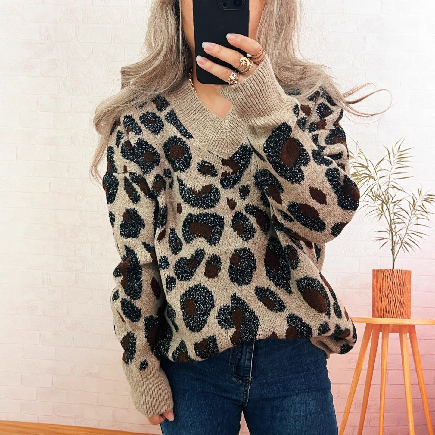 Damen Strickpullover Animalmuster Norvielle