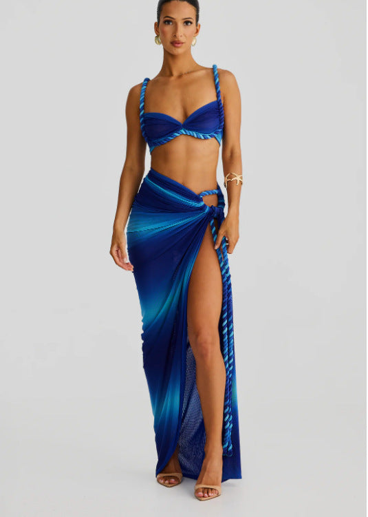 Damen Bikiniset mit Wickeltuch und Schnürdetails