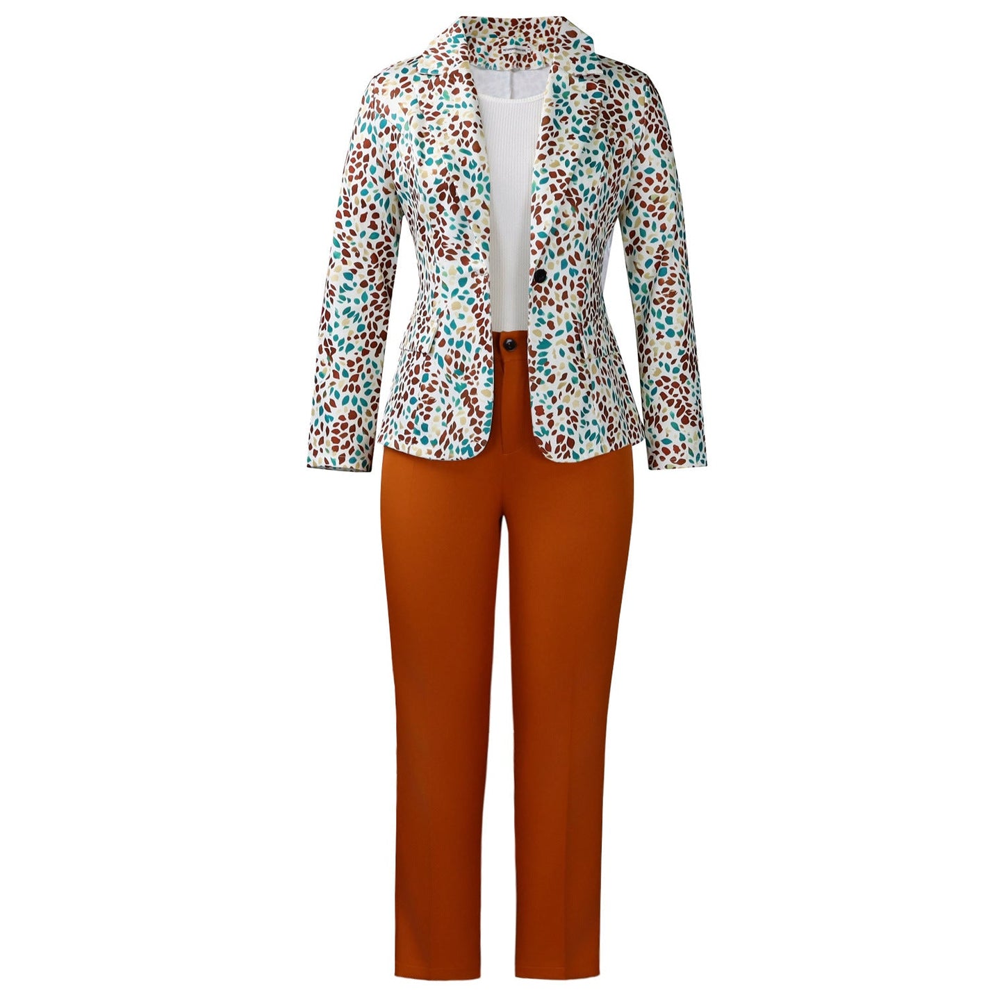Damen Blazer-Hosenkombination Florales Muster Norvielle