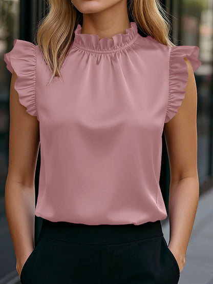 Damen Bluse mit Rüschendetails Stehkragen Norvielle