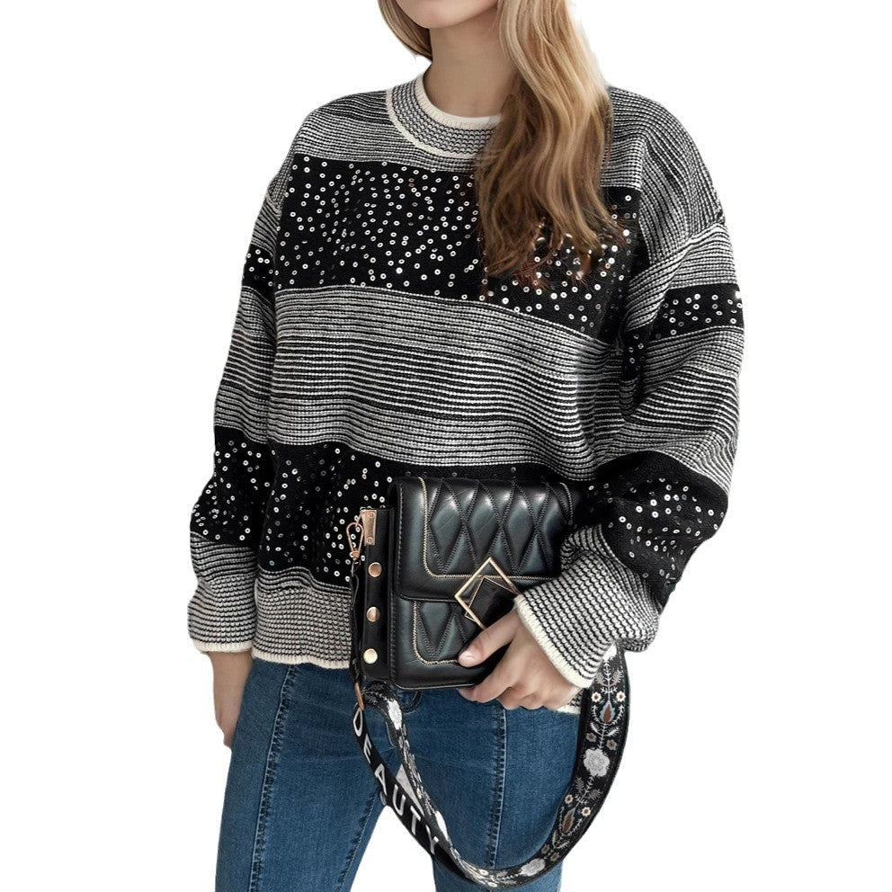 Damen Sweatshirt Glitzernde Pailletten-Applikationen Norvielle