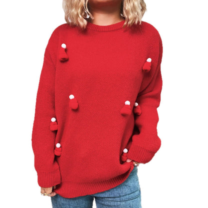 Damen Weihnachtspullover Kuschelfleece Festliche Applikationen