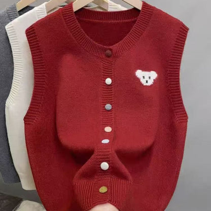 Damen Strickweste Bärenmotiv Norvielle
