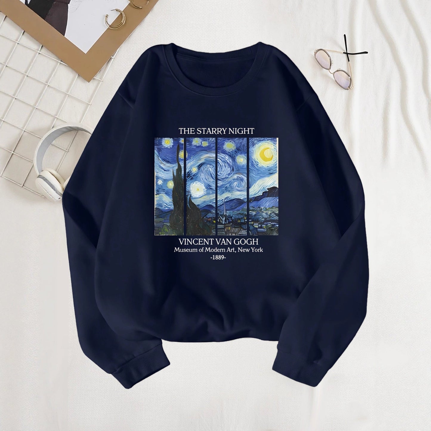 Damen Sweatshirt Van Gogh Kunstmotiv Baumwolle Norviele - Norvielle