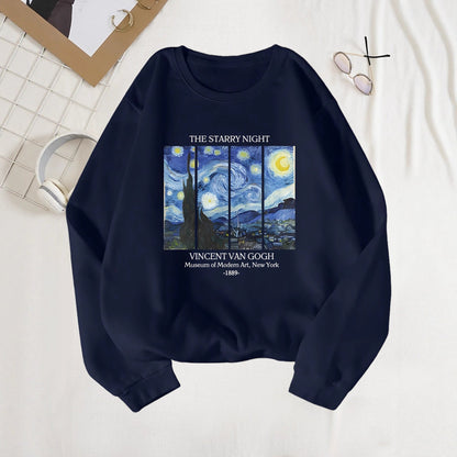 Damen Sweatshirt Van Gogh Kunstmotiv Baumwolle Norviele - Norvielle