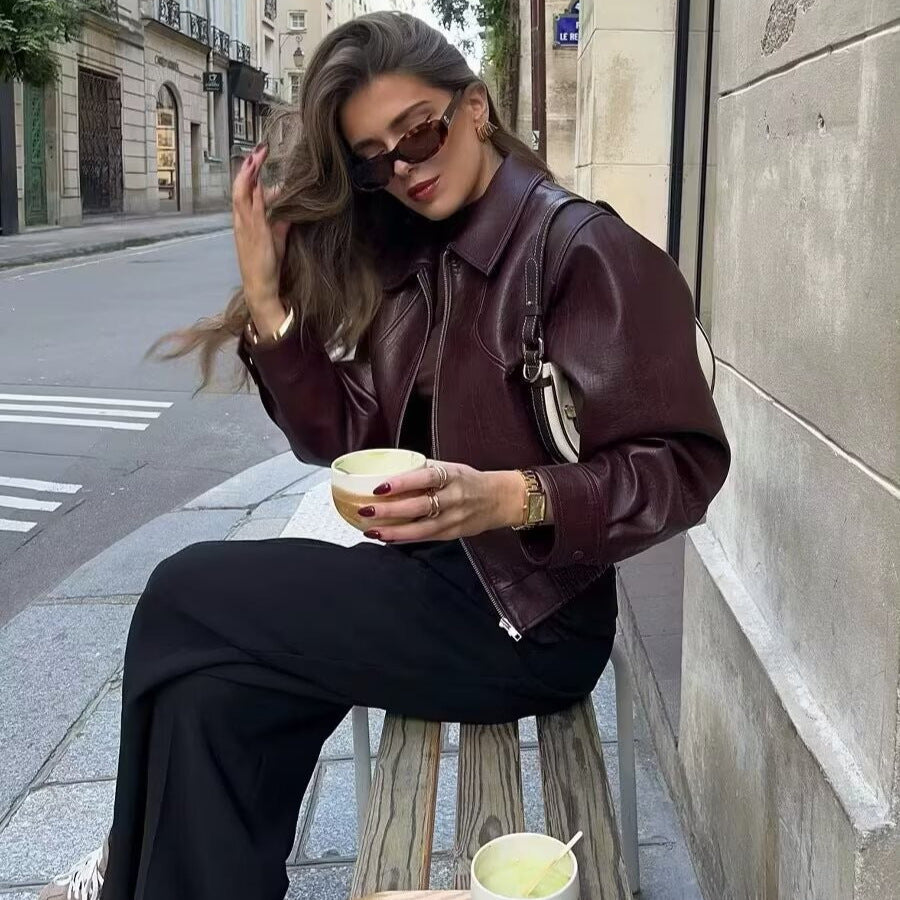 Damen Lässige Jacke Elastisch Mit Hochschließendem Kragen Schwarz - Norvielle