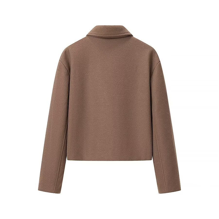 Damen Kurzjacke Urban Stil 2 Reißverschlusstaschen