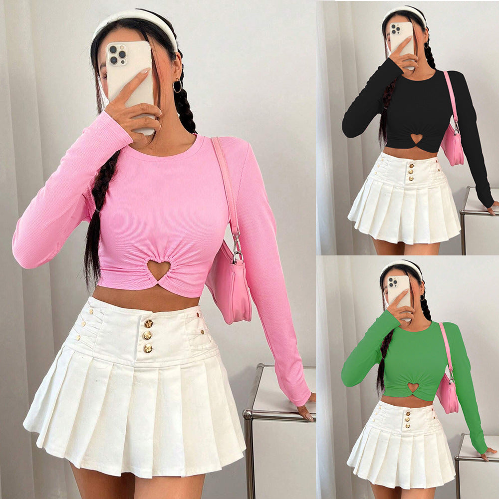 Damen Longsleeve mit Herz-Ausschnitt und Raffung - Norvielle