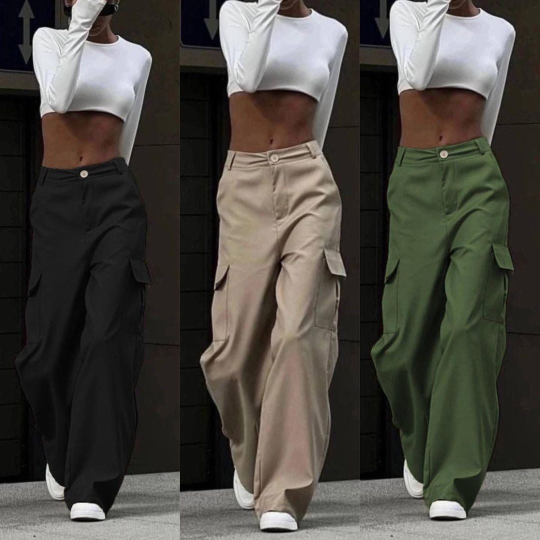 Damen Cargo-Hose Lässiger Schnitt Praktische Seitentaschen Beige - Norvielle