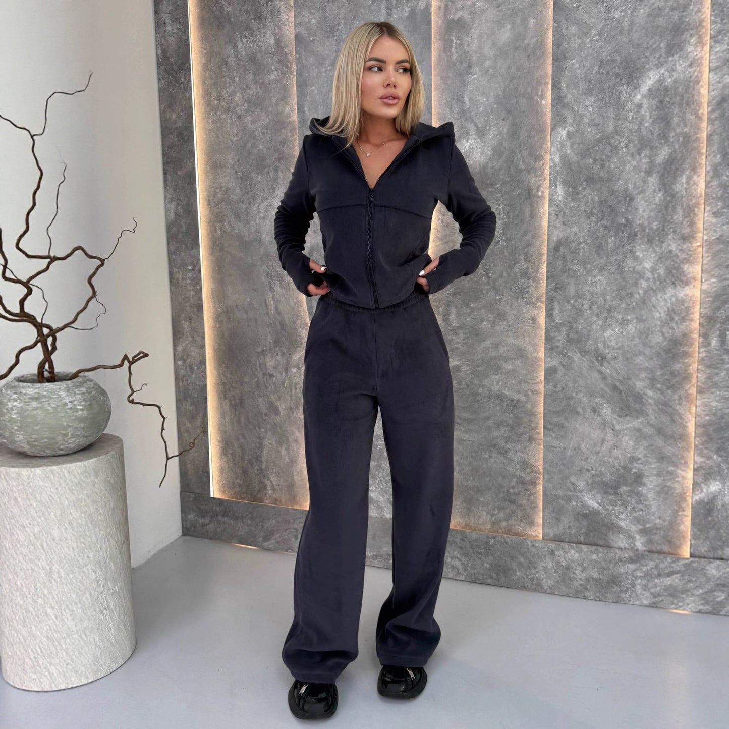 Damen Fleece-Overall Hochkragen Praktische Taschen