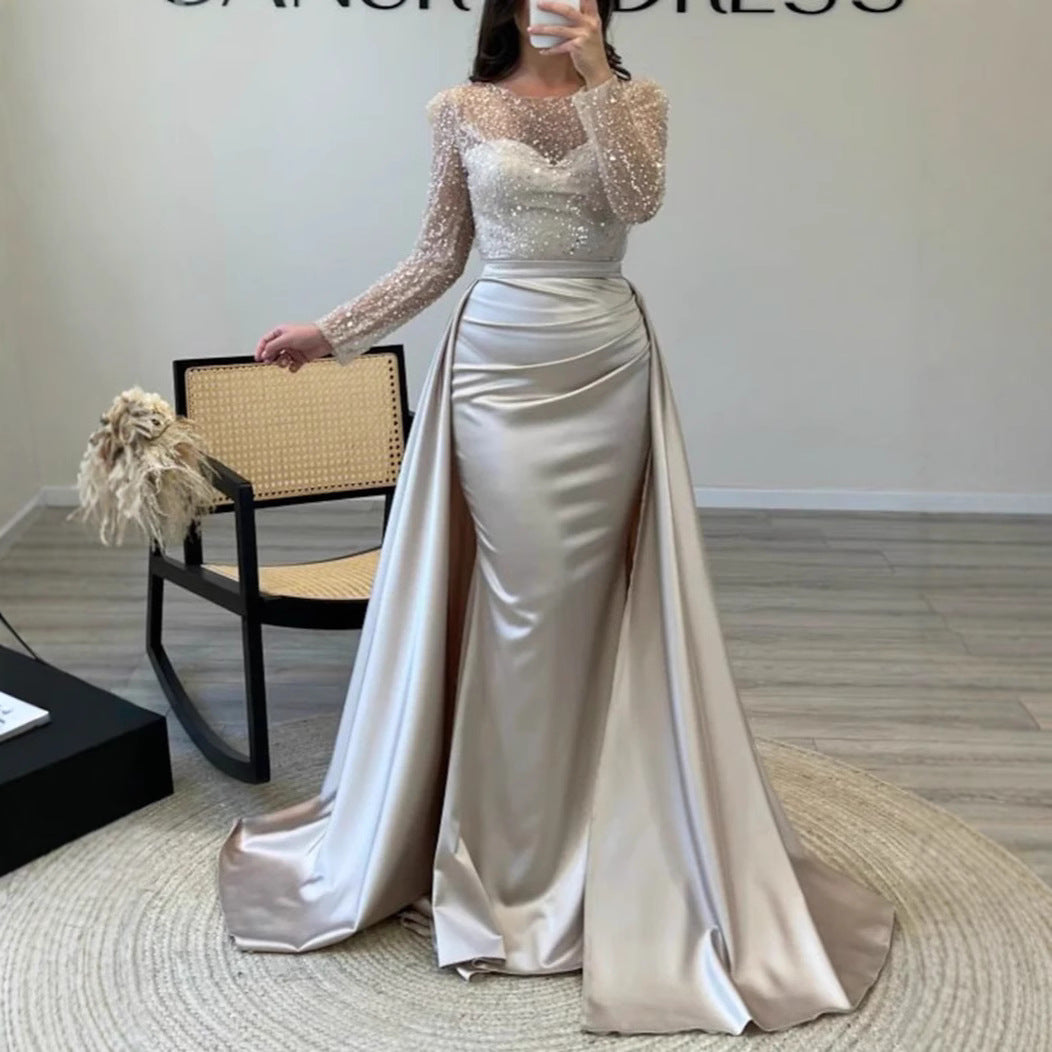 Damen Abendkleid Glitzerdetails Fließender Stoff