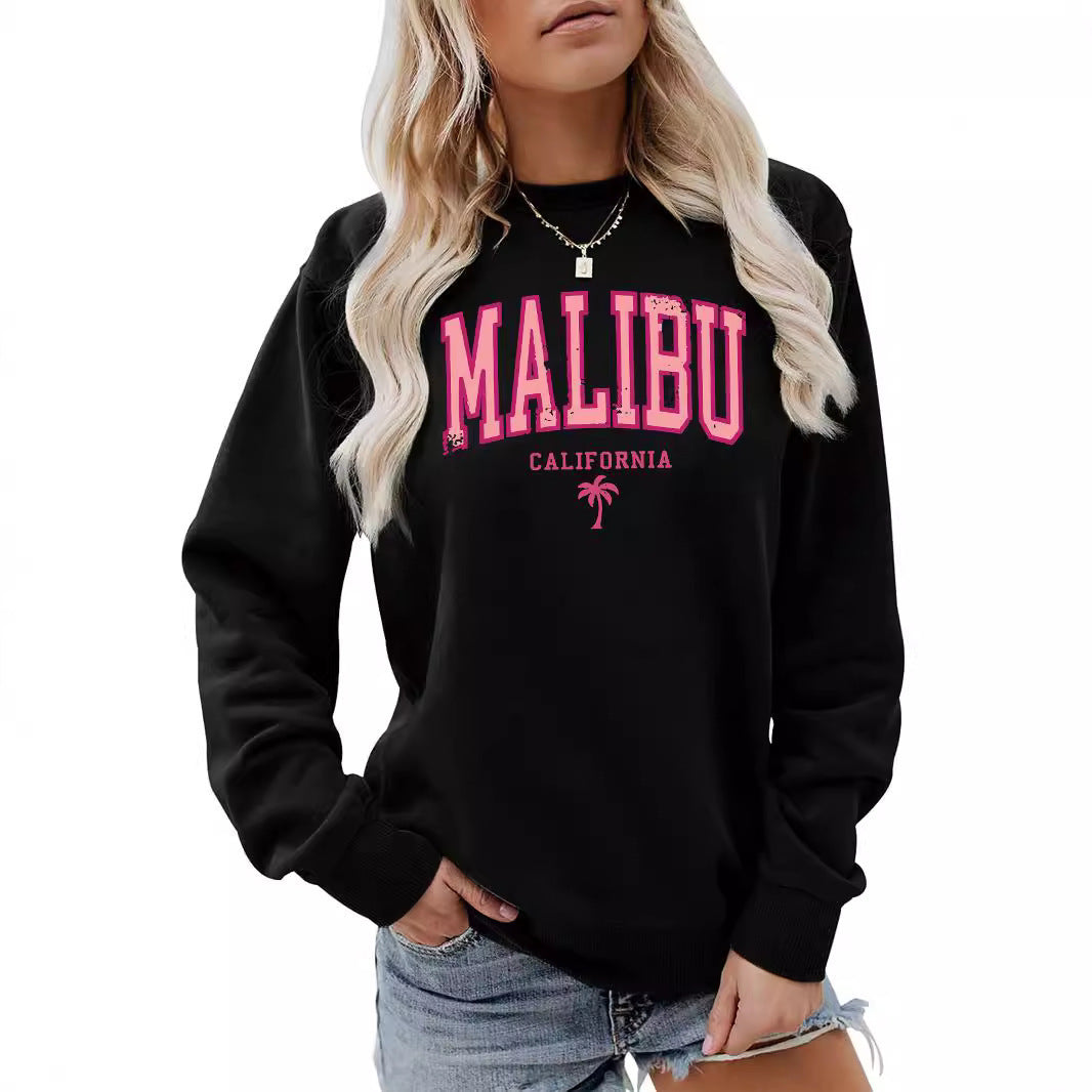 Damen Sweatshirt Malibu Schriftzug Lässiger Schnitt Norvielle