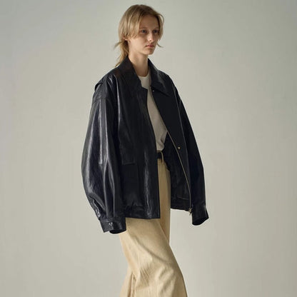 Damen Oversized Kunstlederjacke Norvielle -> Damen Kunstlederjacke