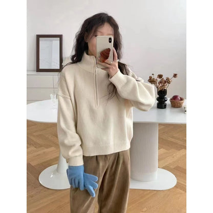 Damen Pullover Halb-Reißverschluss Norvielle