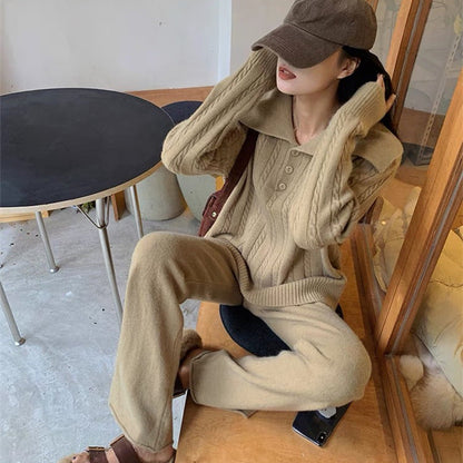 Damen Strickpullover Weiter Kragen Knopfleiste Norvielle - Norvielle