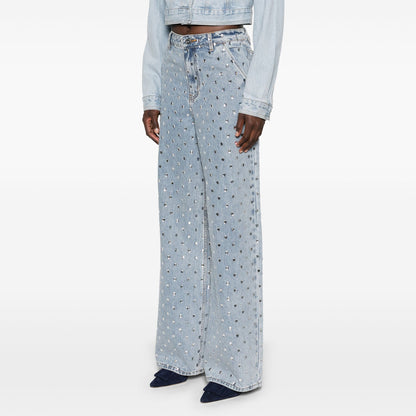 Damen Weite Jeans Glitzernde Applikationen