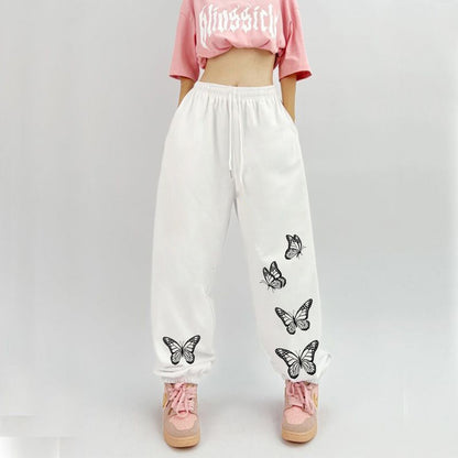 Damen Freizeithose Schmetterlingsmuster Baumwolle