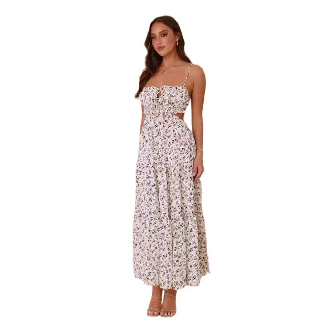 Damen Maxi-Kleid mit Raffung Spitzenakzente Norvielle