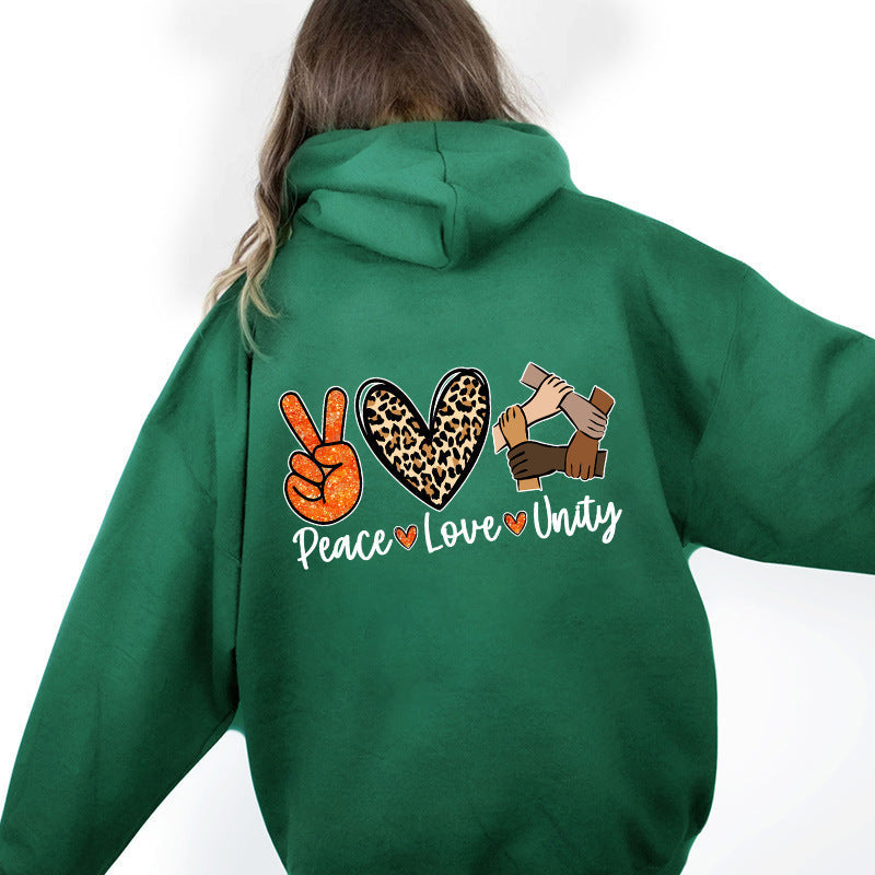 Damen Kapuzenpullover Peace Love Unity Design Norvielle