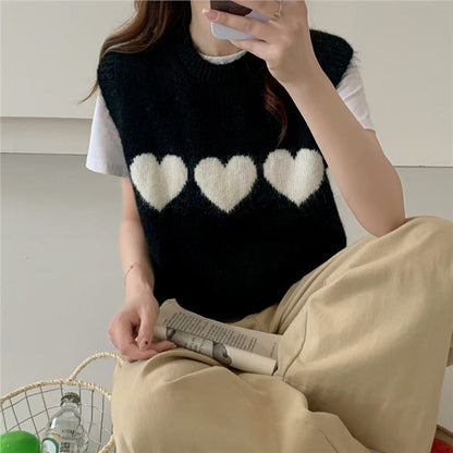 Damen Strickpullover Herzmotiv Norvielle