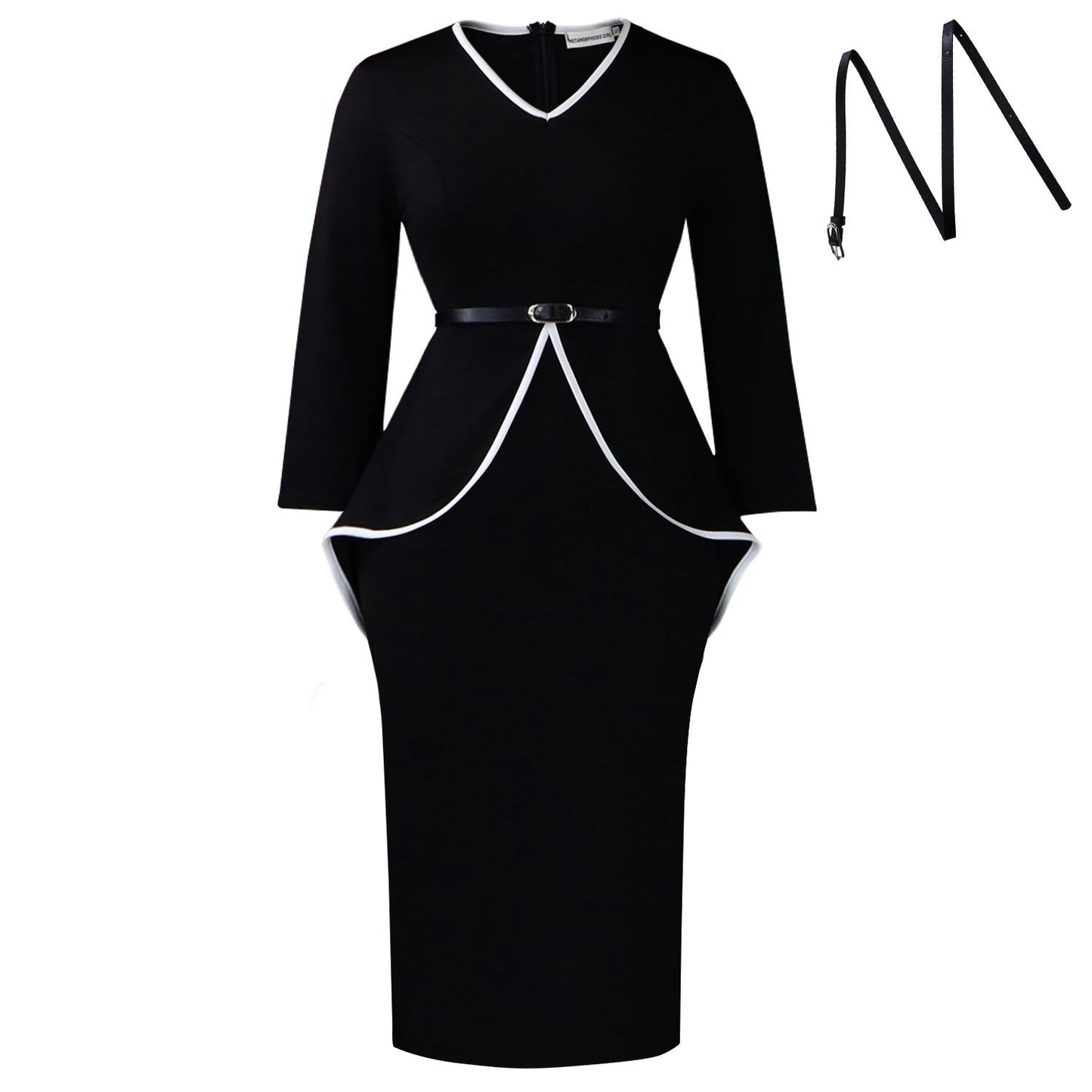 Damen Etuikleid Modernes Peplum-Design Taillengürtel Norvielle