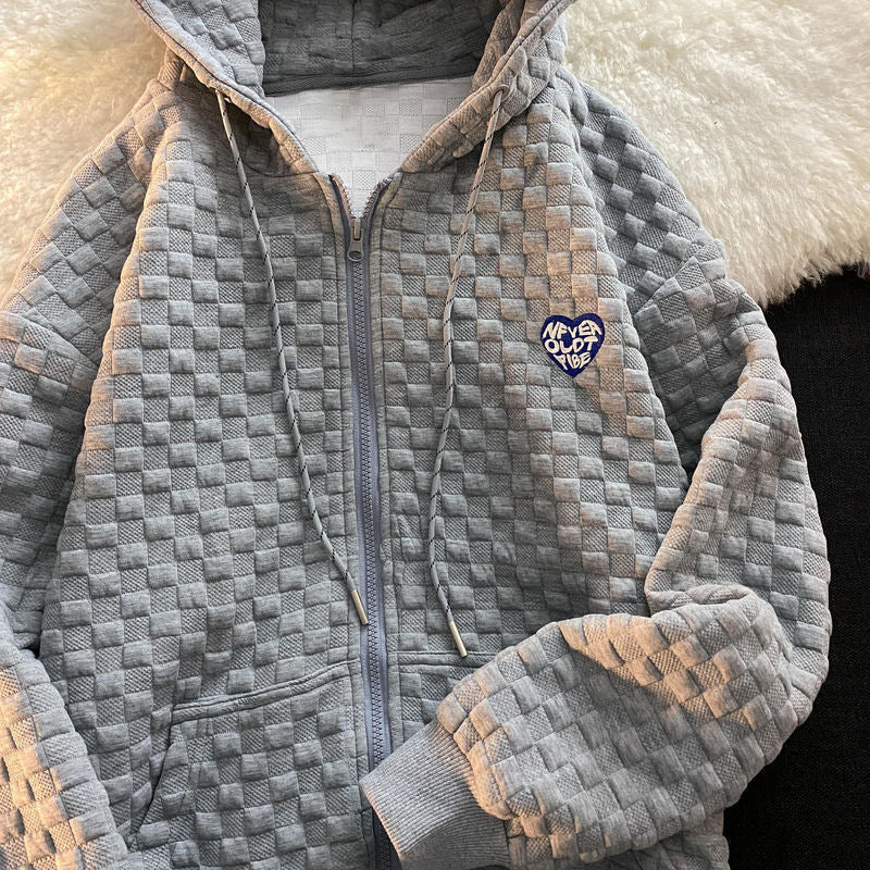 Damen Kapuzenjacke Strukturiertes Material Praktische Taschen Schwarz - Norvielle